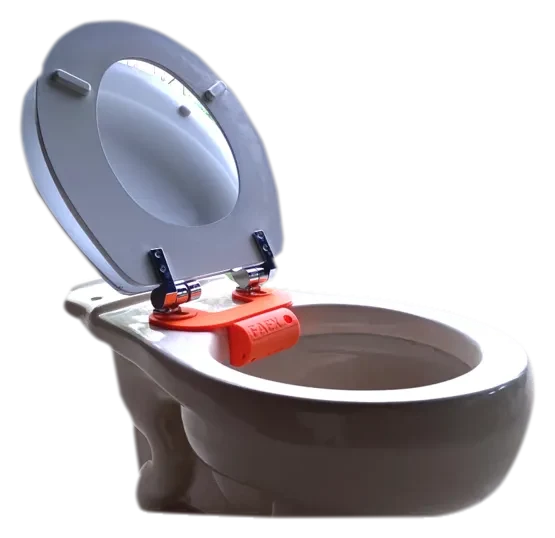 The gut health monitor sensor mounted on a toilet seat